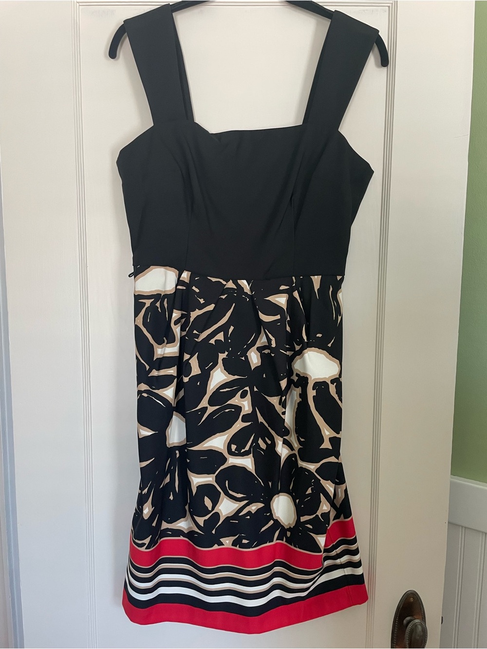 Black, Cream, Red Floral Stripe dress - Women